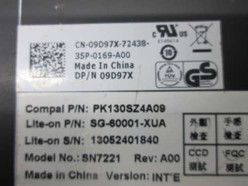 Dell INSPIRON 15-3531 Keyboard 09D97X